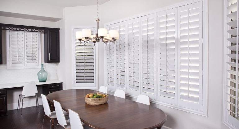 classic shutters in Boston dining room